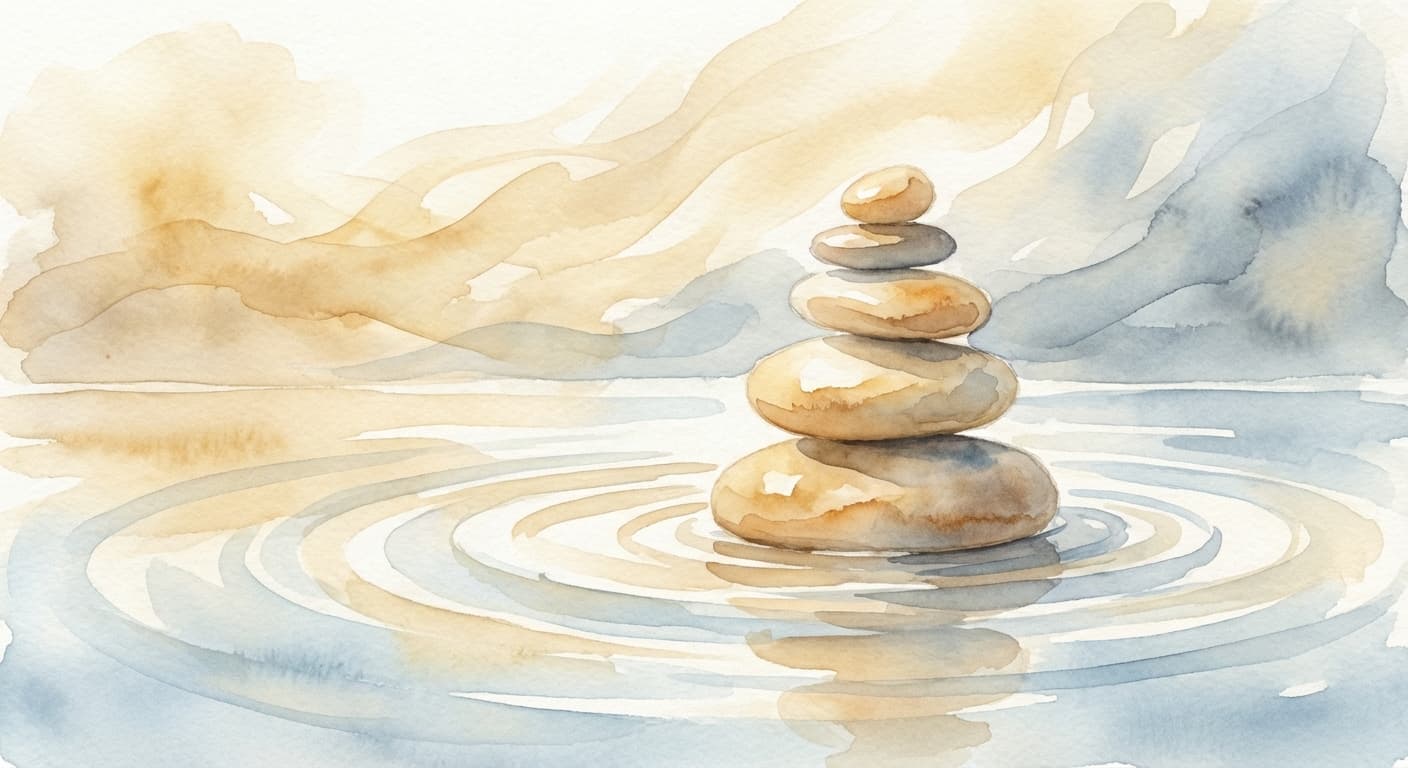 Balance und innere Ruhe — Aquarell-Illustration